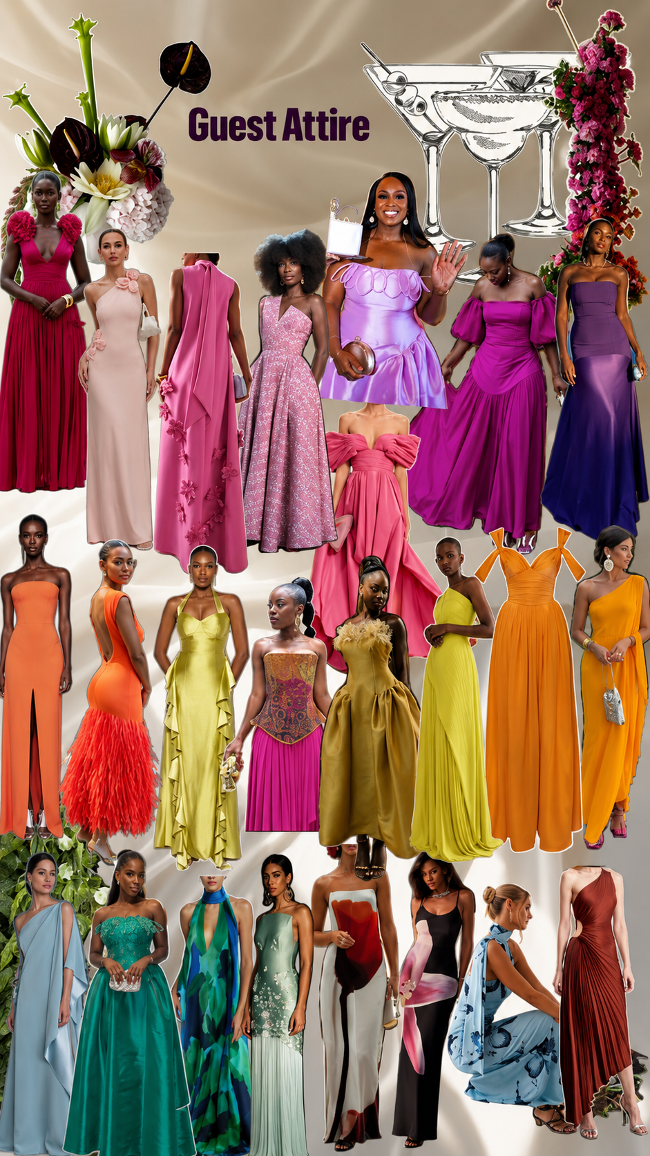 Evening reception — Ladies — Bold & Jewel Tones